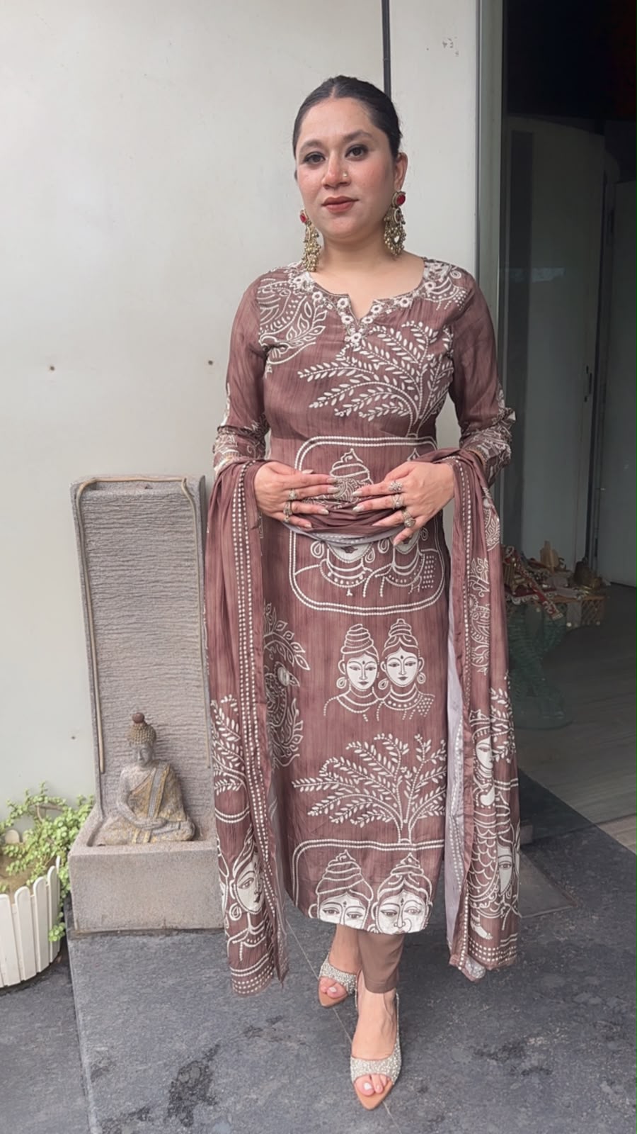 Budha Mouse Digital print Katdana work Designer Suit