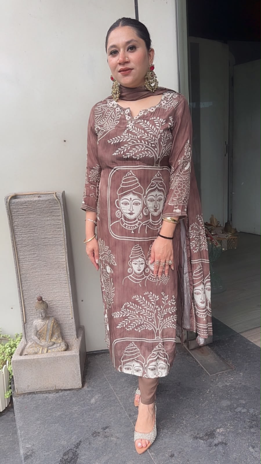 Budha Mouse Digital print Katdana work Designer Suit