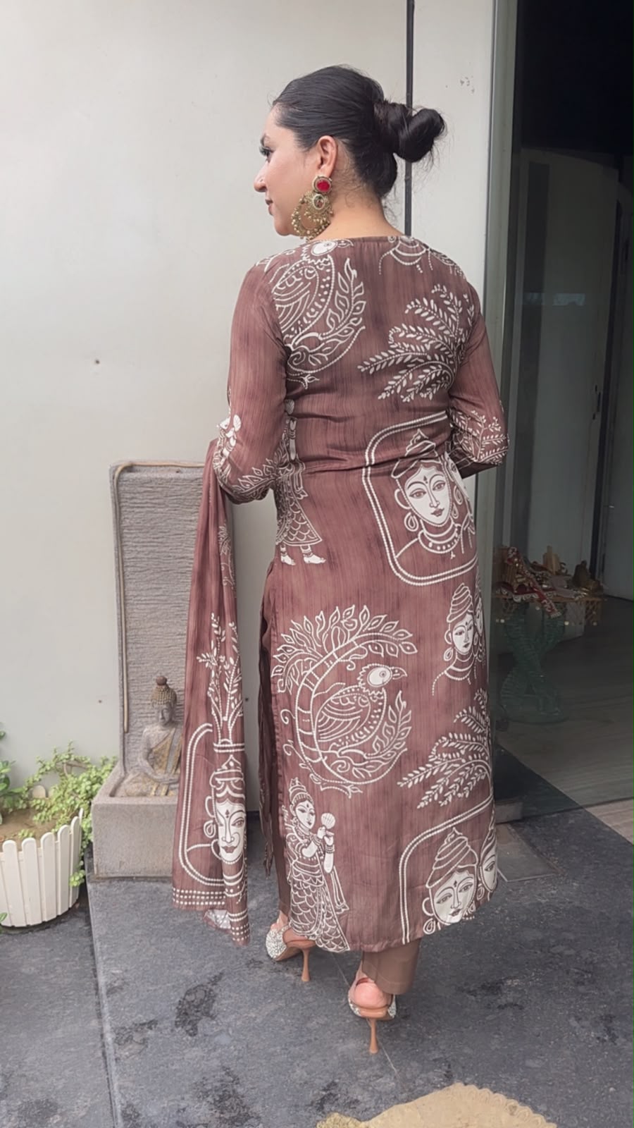 Budha Mouse Digital print Katdana work Designer Suit