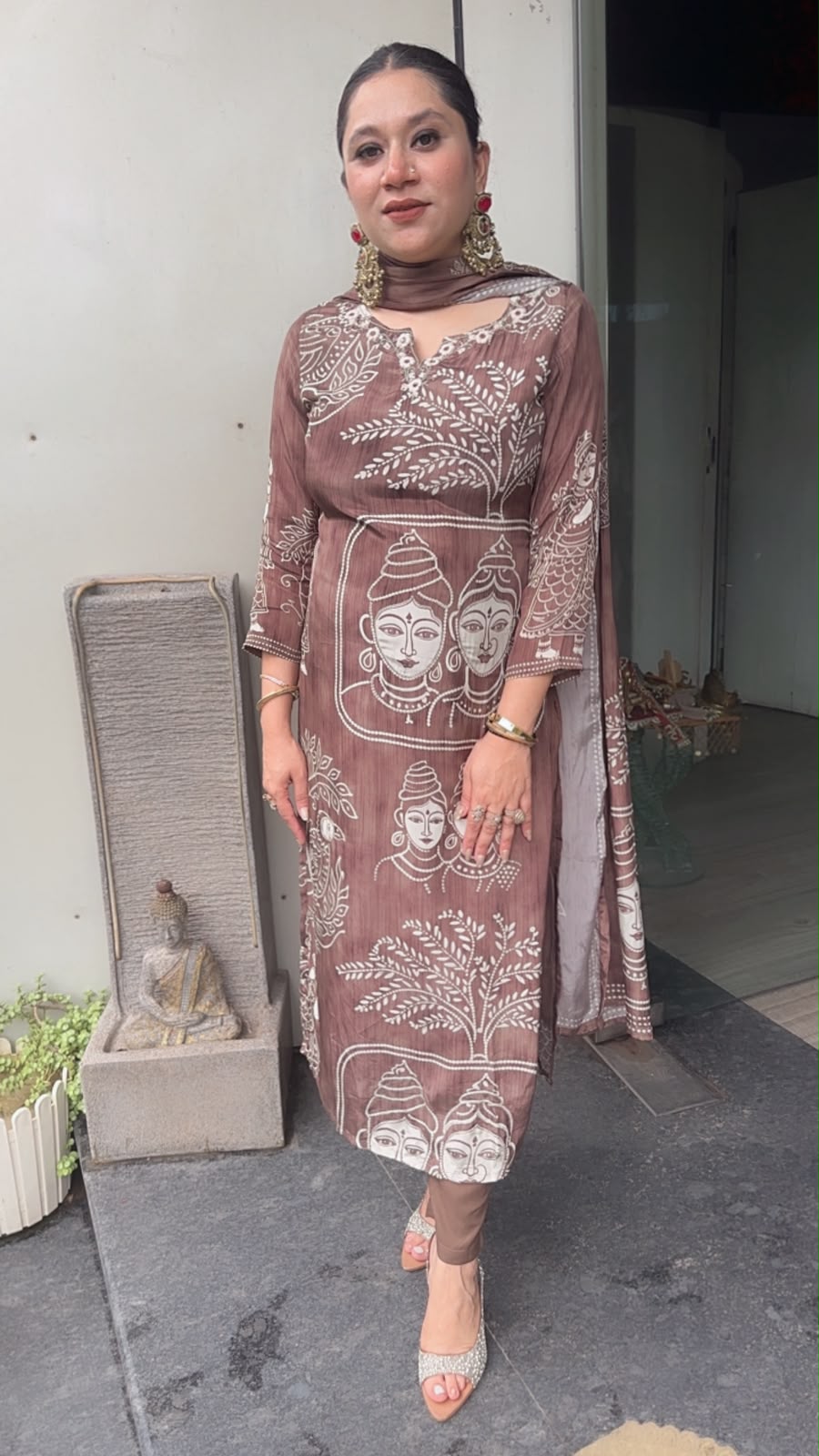 Budha Mouse Digital print Katdana work Designer Suit