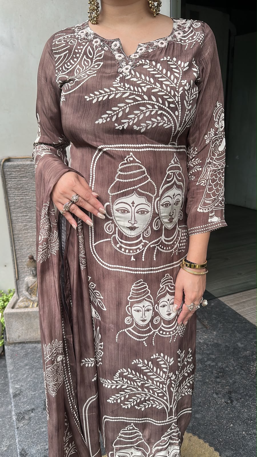 Budha Mouse Digital print Katdana work Designer Suit