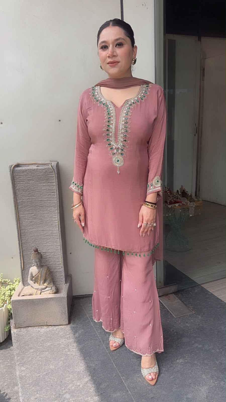 Shehnaaz Stone Embroidered Designer suit