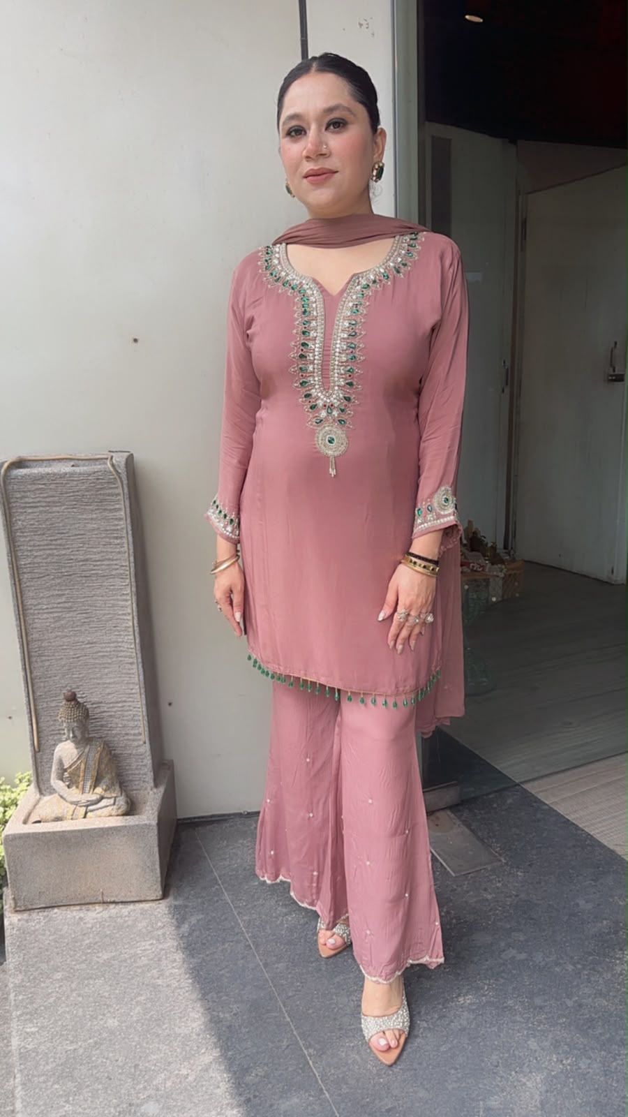 Shehnaaz Stone Embroidered Designer suit