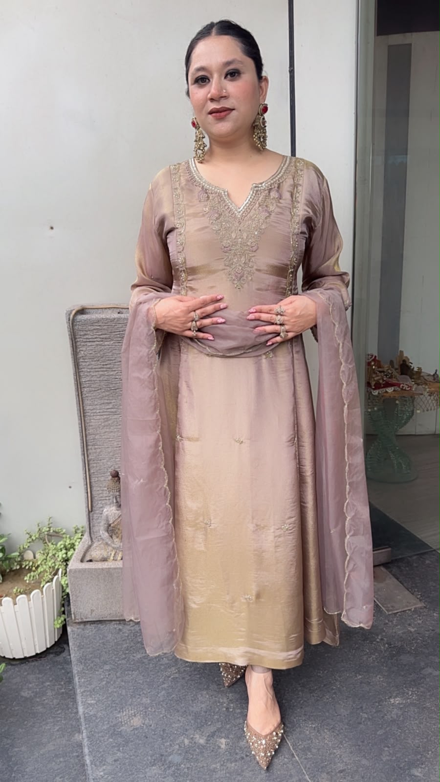 Curry Champion Designer A-Line Cotton Shimmer Suit