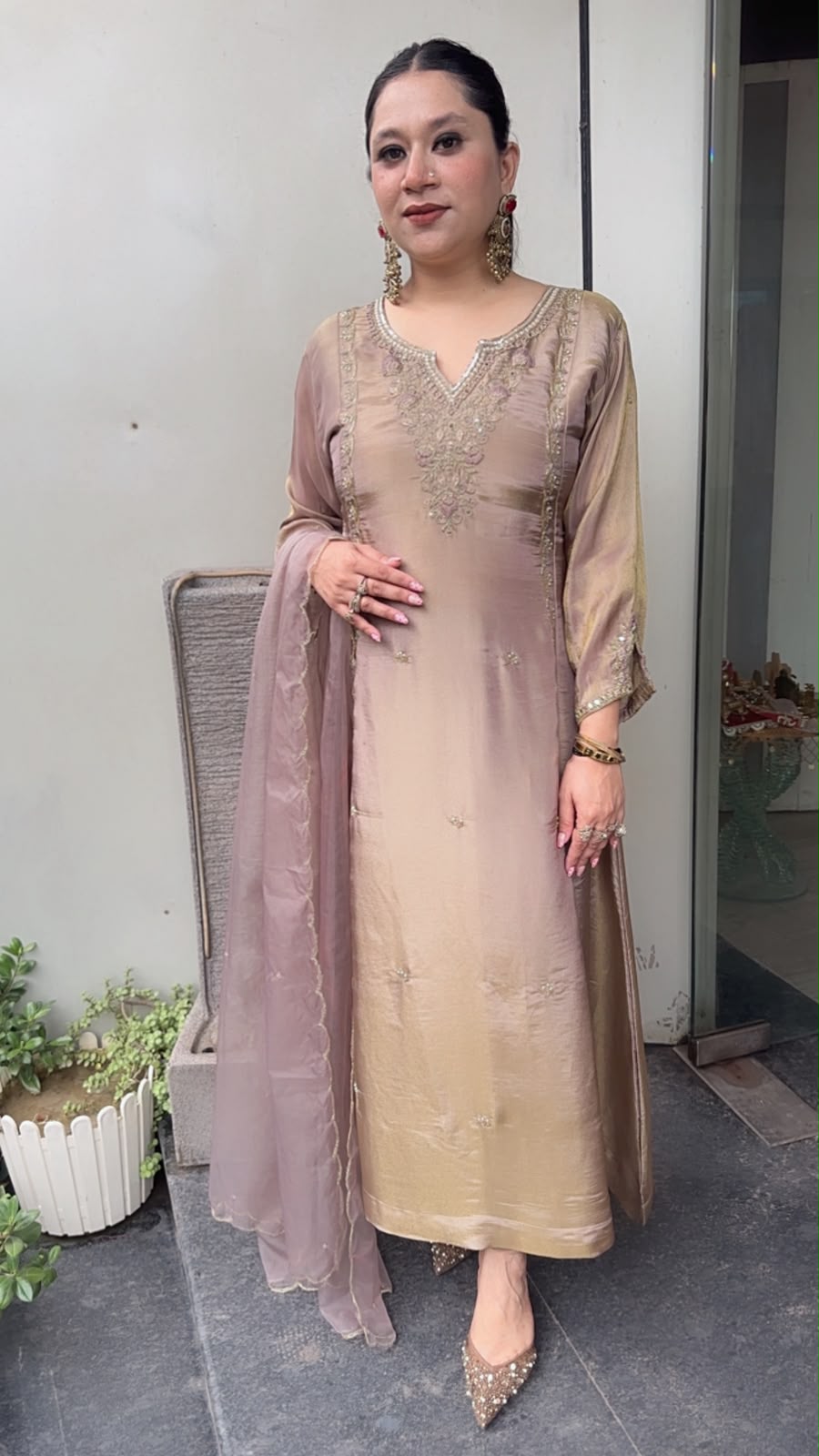 Curry Champion Designer A-Line Cotton Shimmer Suit