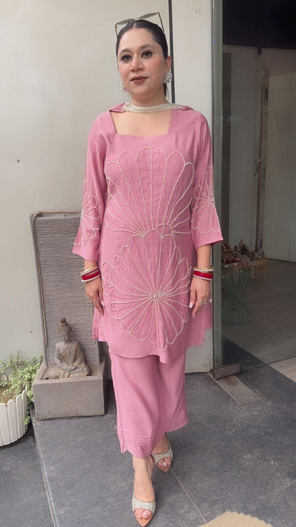 Lucia Onion pink Designer peal Dupatta Suit