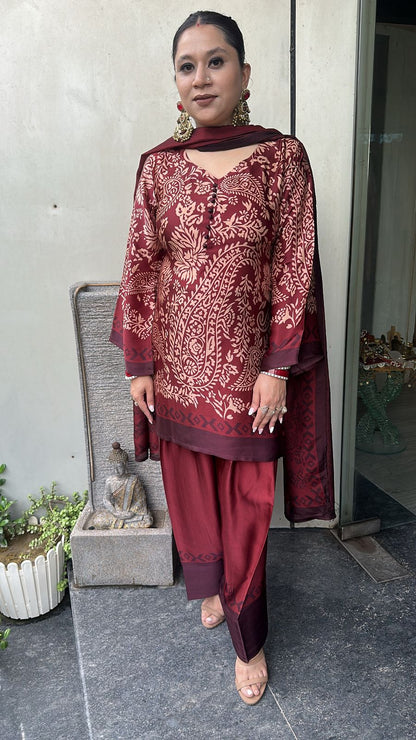 Gajra Mahroon Digital print Farshi Designer Suit