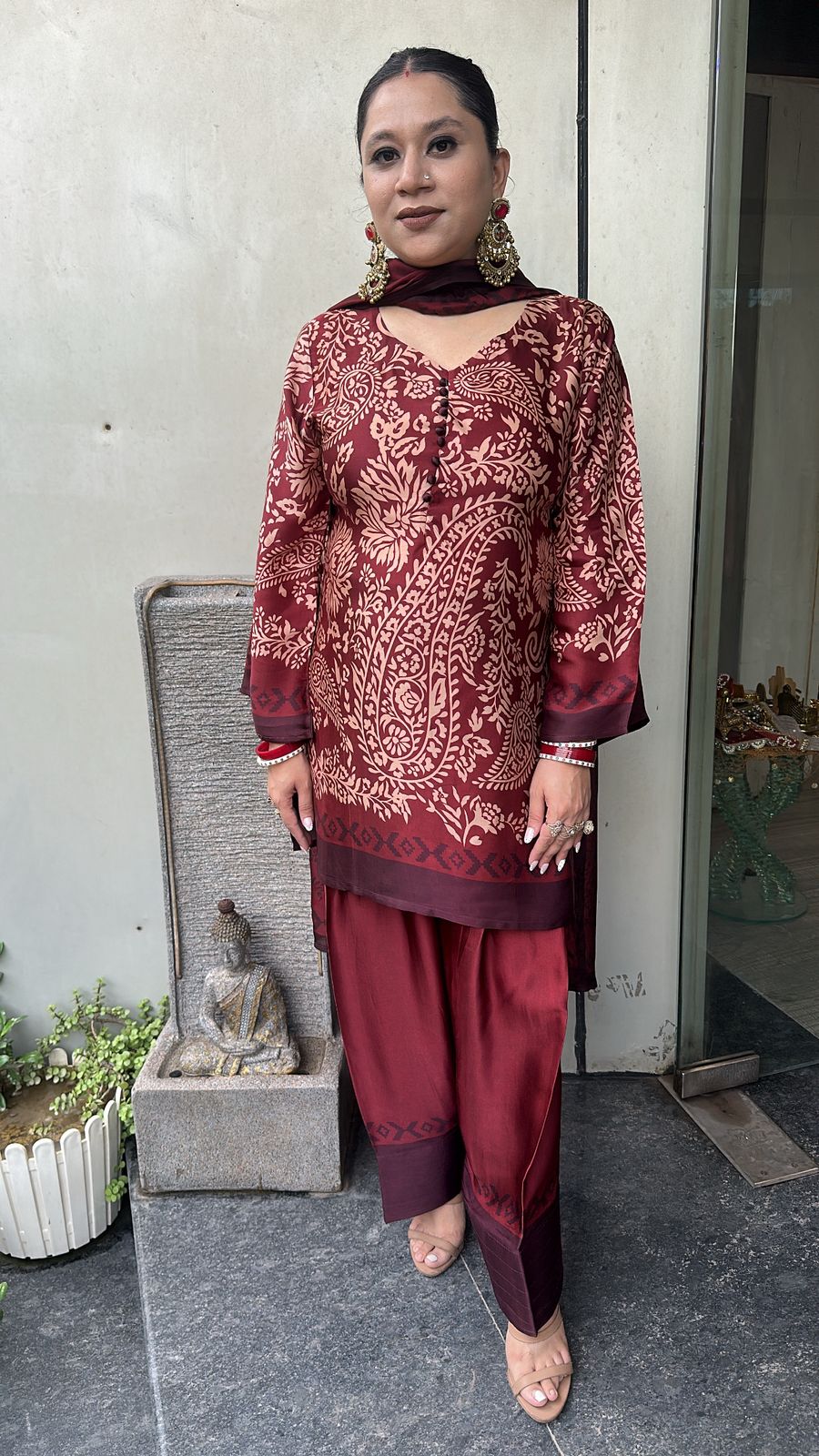 Gajra Mahroon Digital print Farshi Designer Suit