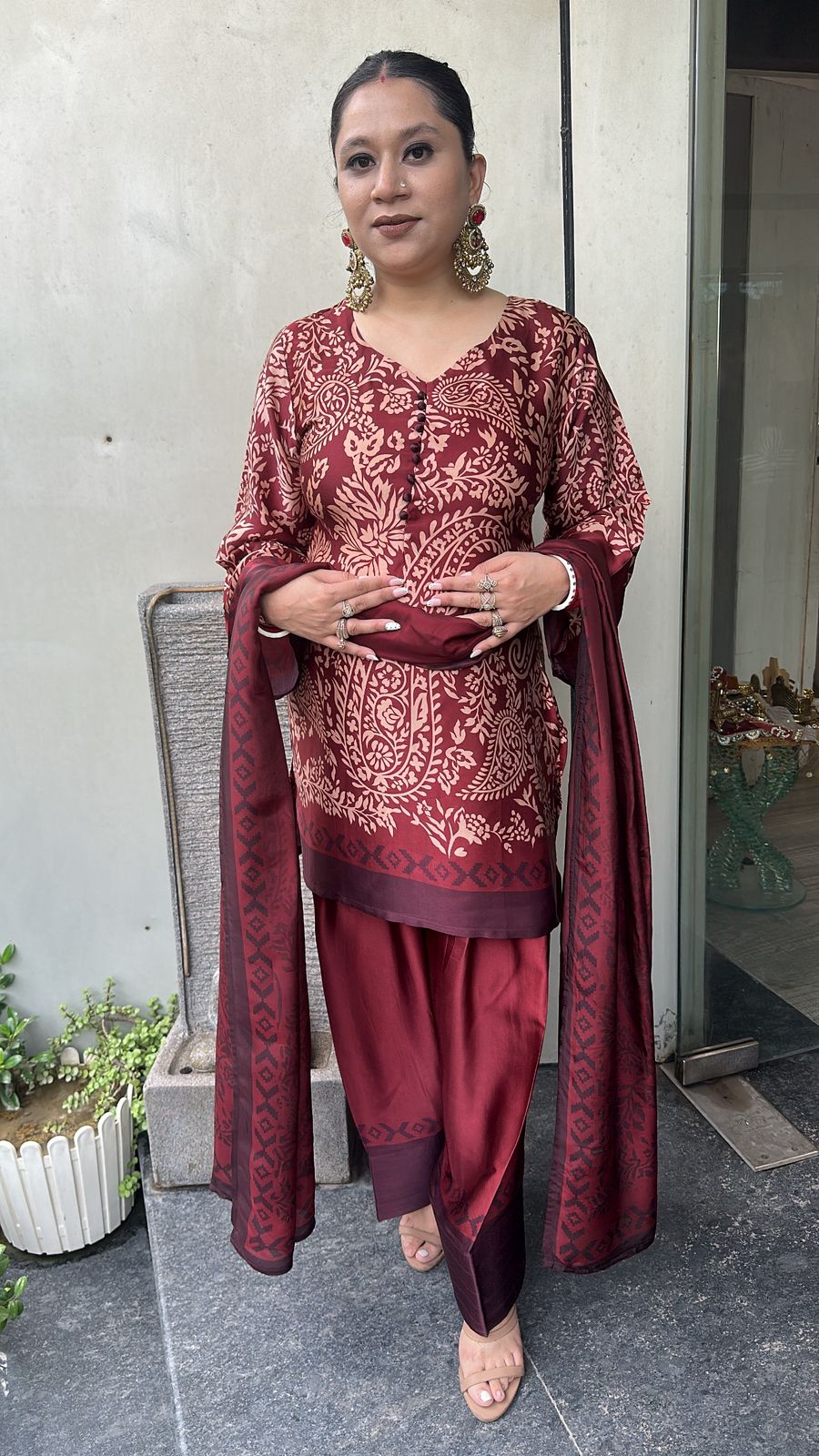 Gajra Mahroon Digital print Farshi Designer Suit