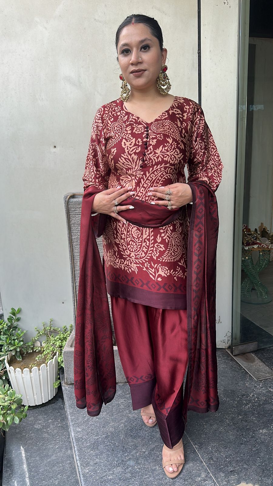 Gajra Mahroon Digital print Farshi Designer Suit