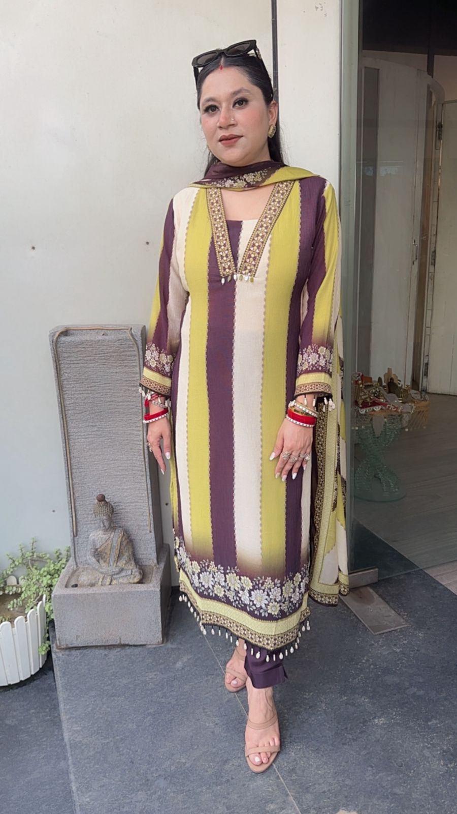 Rabiya Strip Digital Print Designer Suit