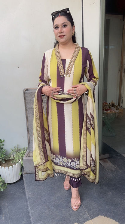 Rabiya Strip Digital Print Designer Suit