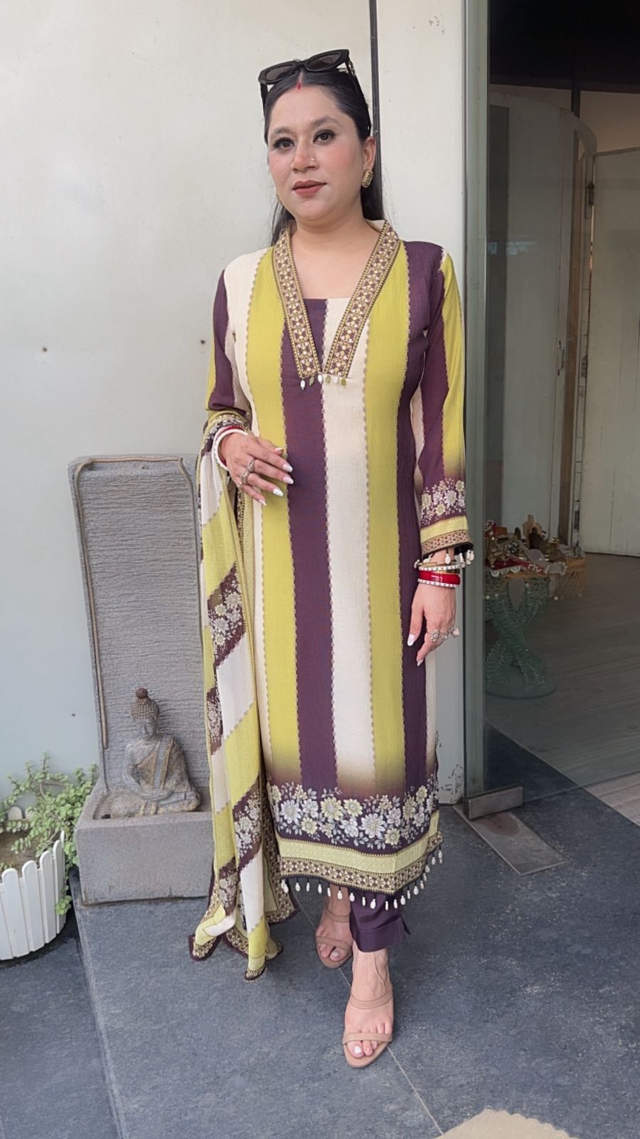 Rabiya Strip Digital Print Designer Suit