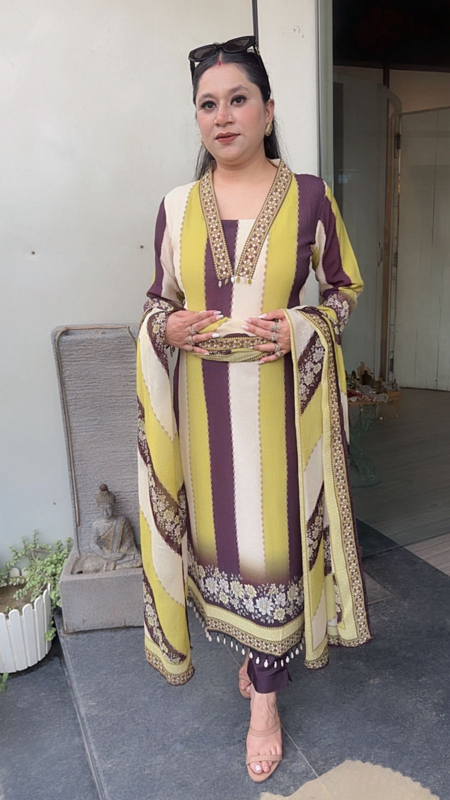 Rabiya Strip Digital Print Designer Suit