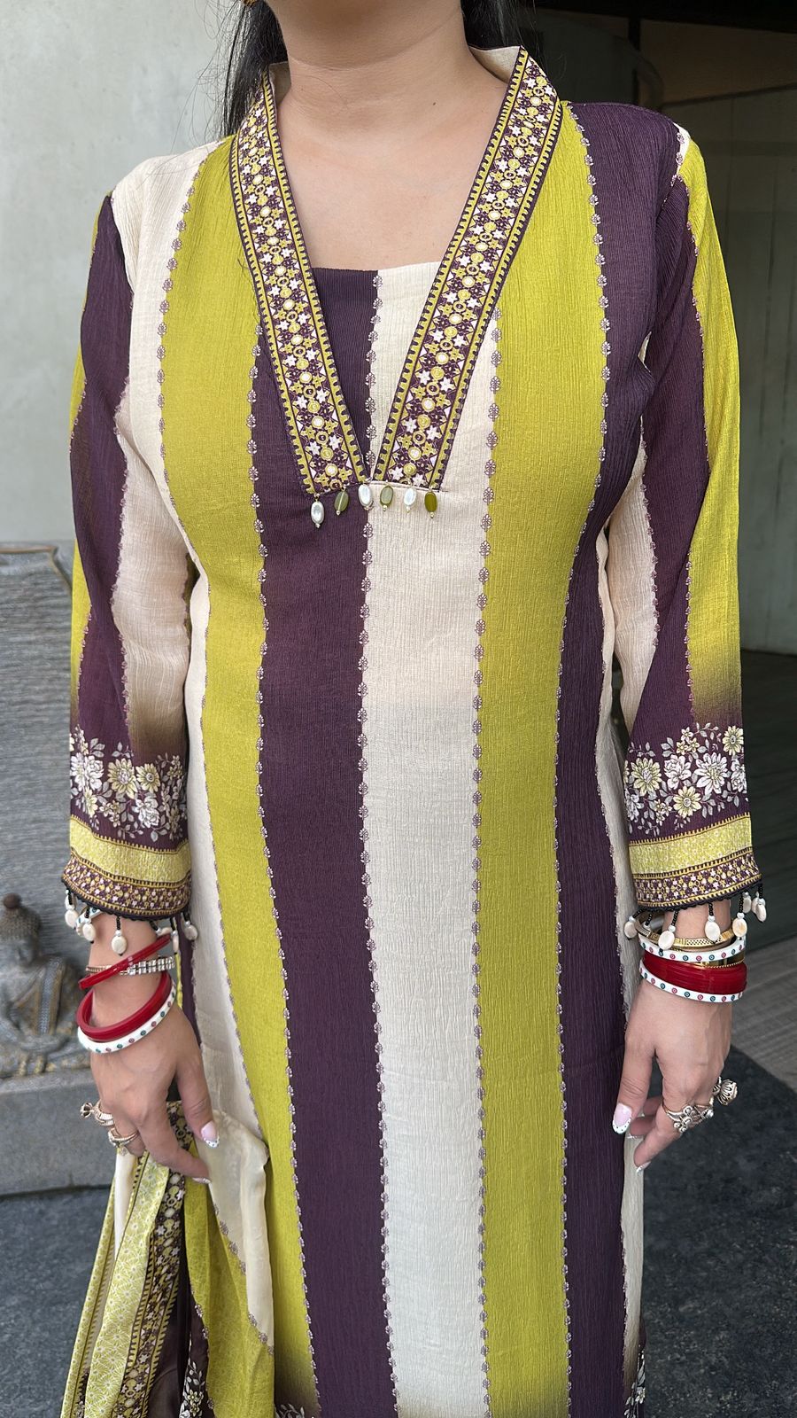 Rabiya Strip Digital Print Designer Suit