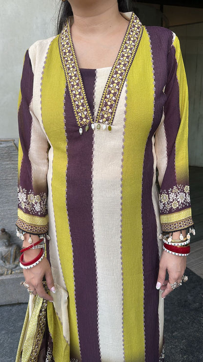 Rabiya Strip Digital Print Designer Suit