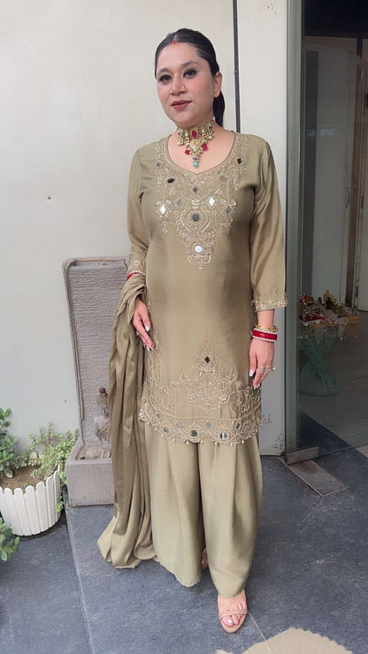 Zareen Olive Geeen Handwork Designer Suit