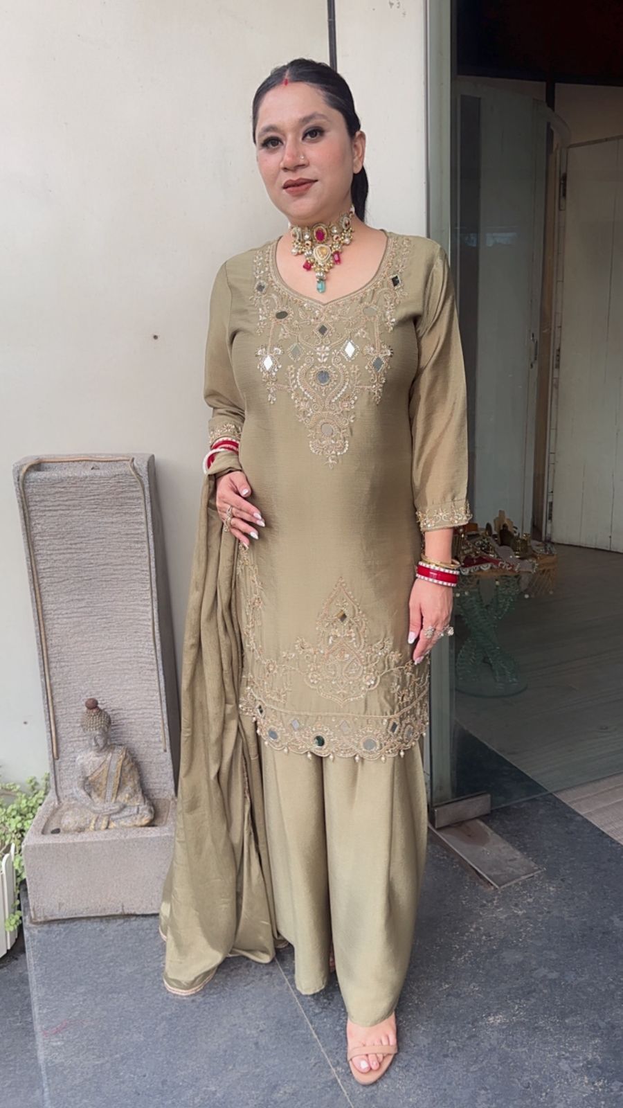 Zareen Olive Geeen Handwork Designer Suit