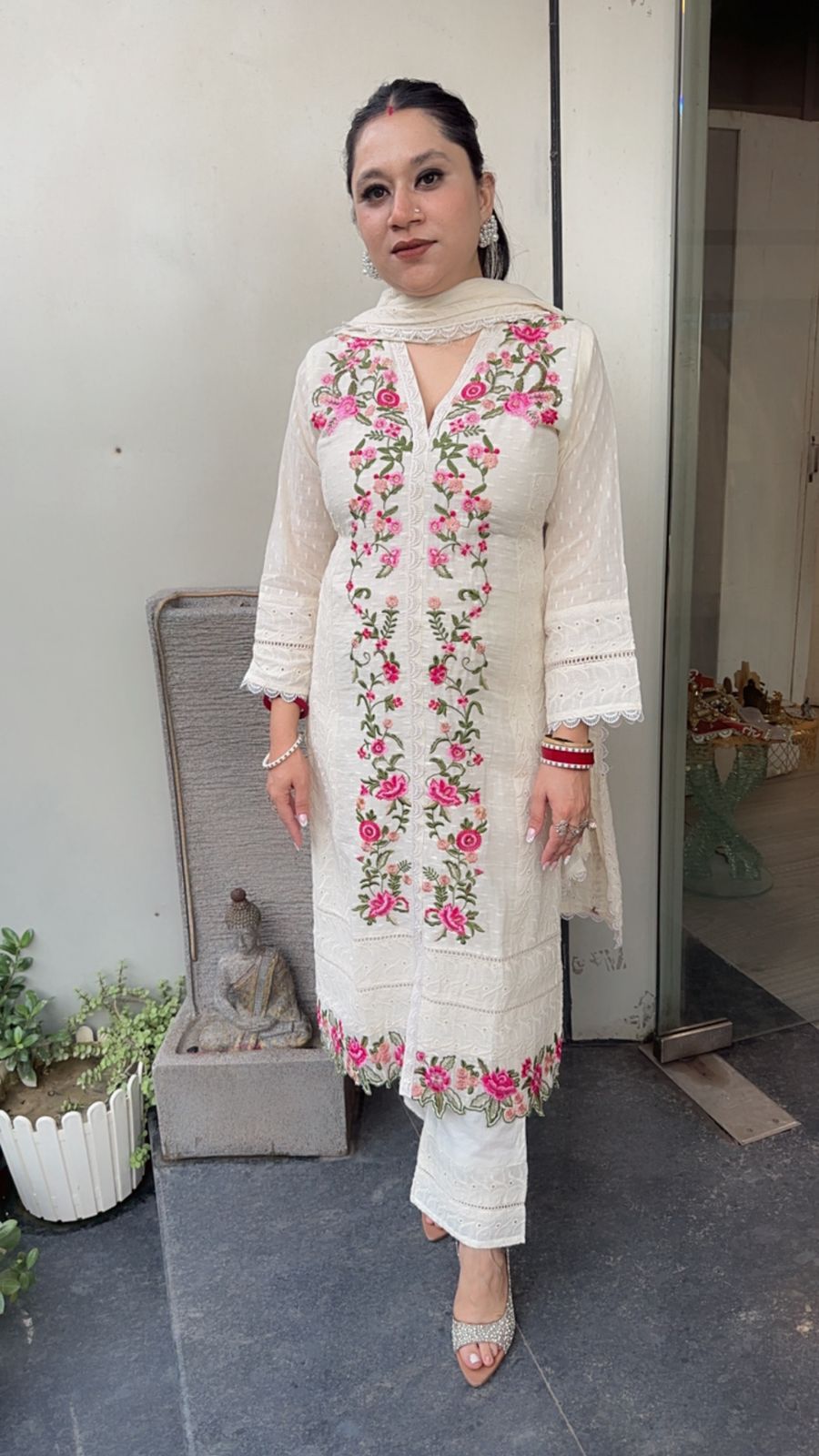 Chakri ivory Thread work Designer Suit