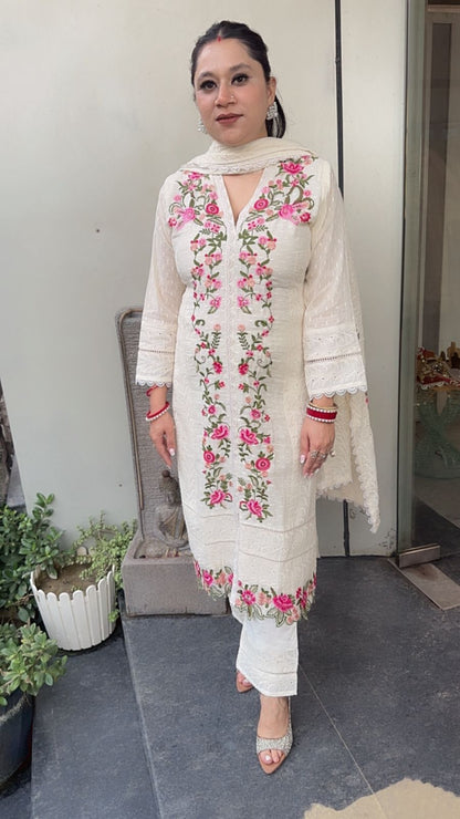 Chakri ivory Thread work Designer Suit