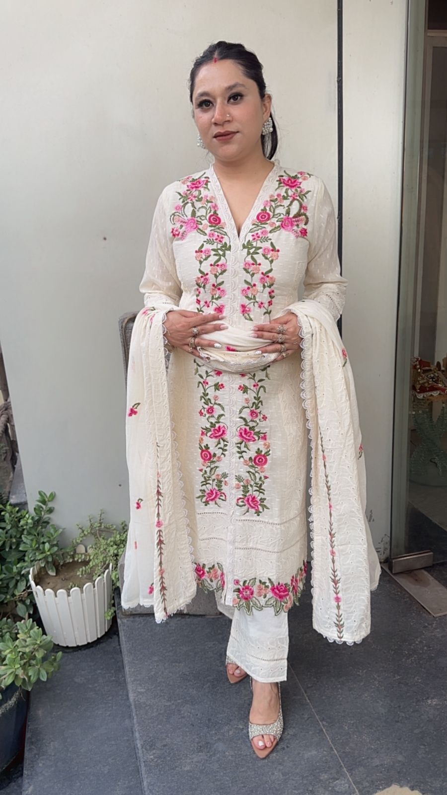 Chakri ivory Thread work Designer Suit