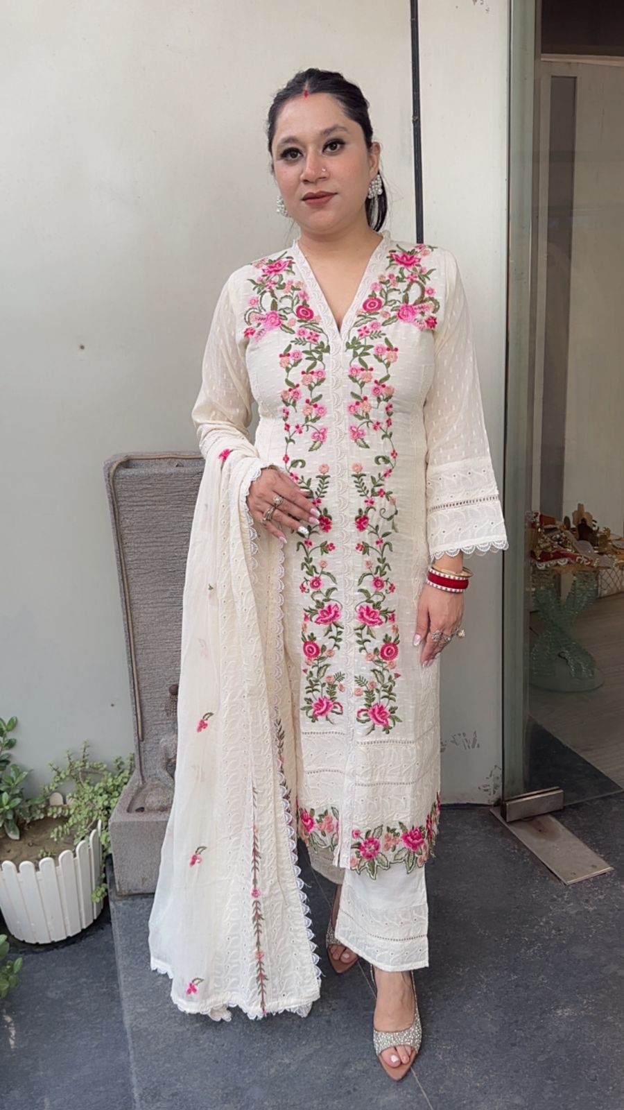 Chakri ivory Thread work Designer Suit