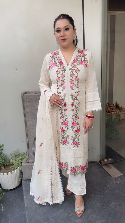 Chakri ivory Thread work Designer Suit
