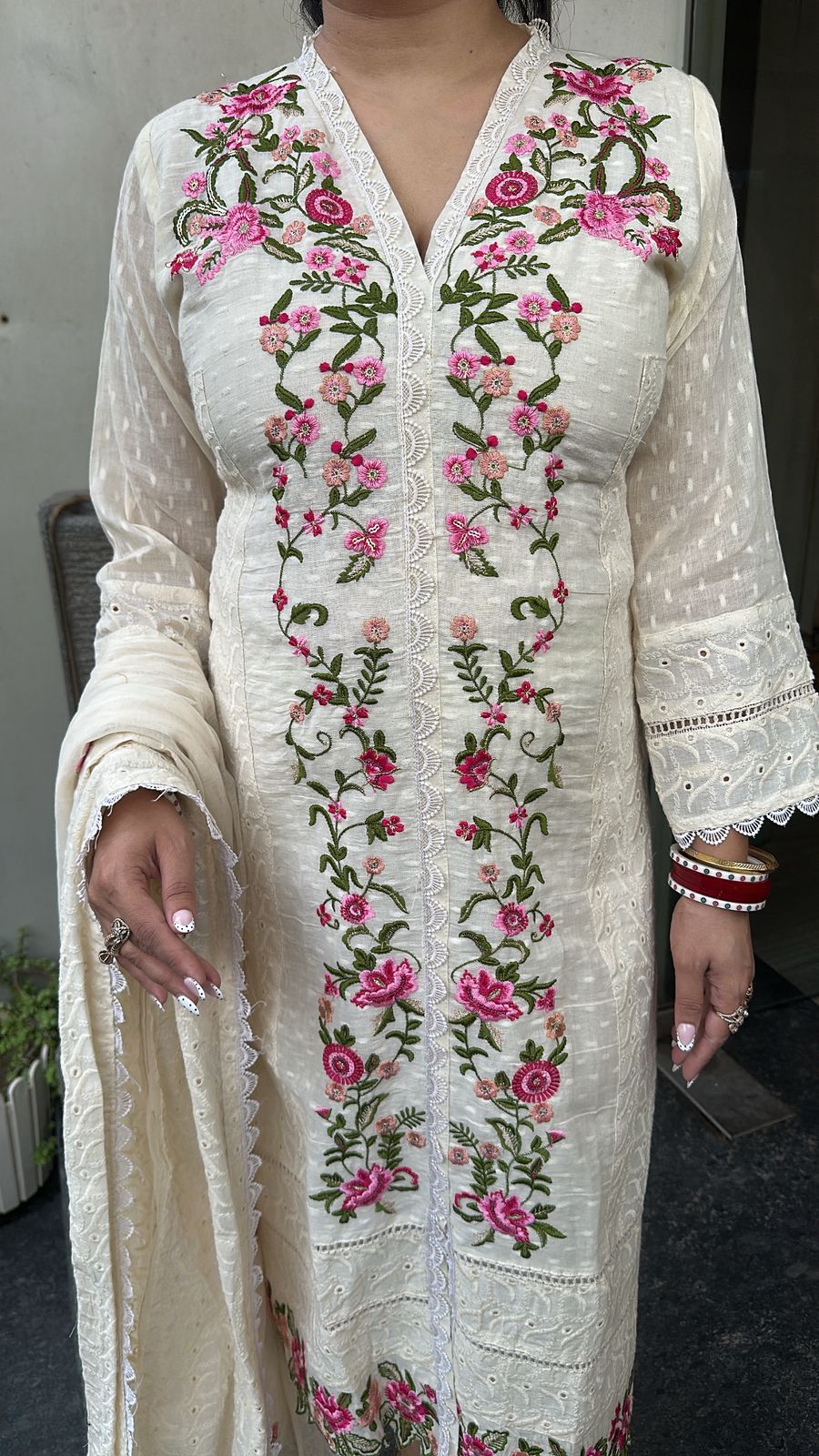 Chakri ivory Thread work Designer Suit