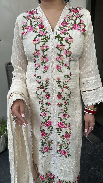 Chakri ivory Thread work Designer Suit