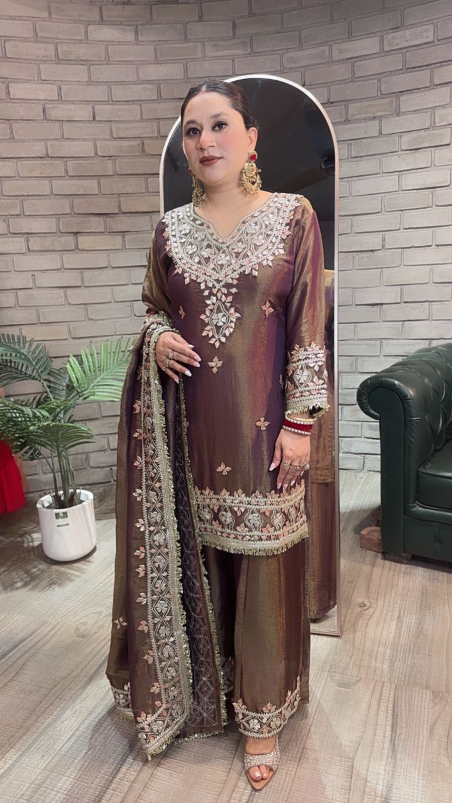 Sajda purple pati work Designer Heavy Suit