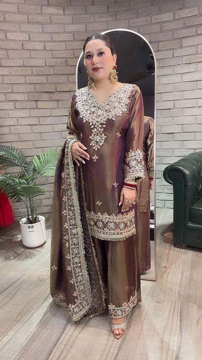 Sajda purple pati work Designer Heavy Suit