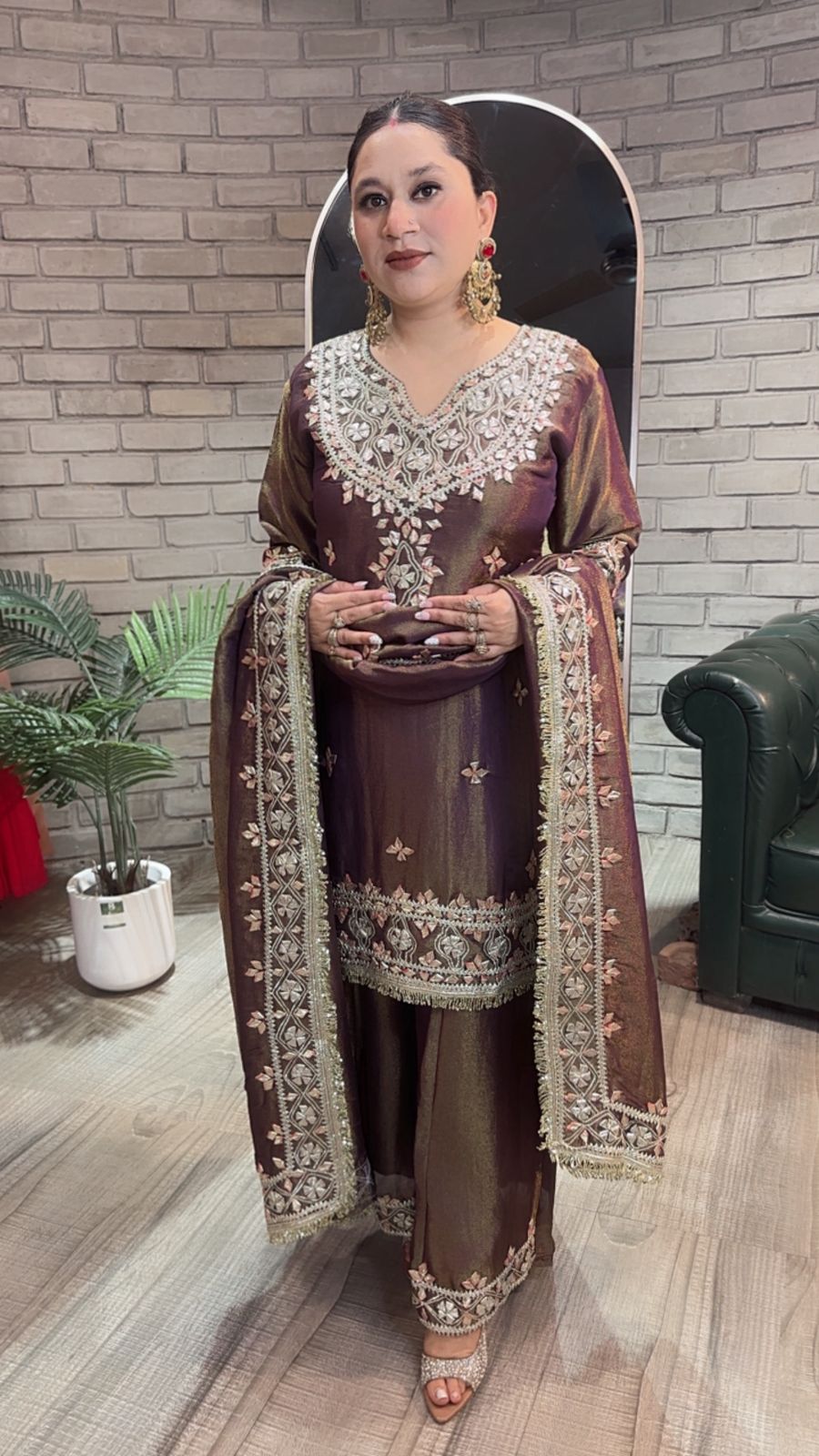 Sajda purple pati work Designer Heavy Suit