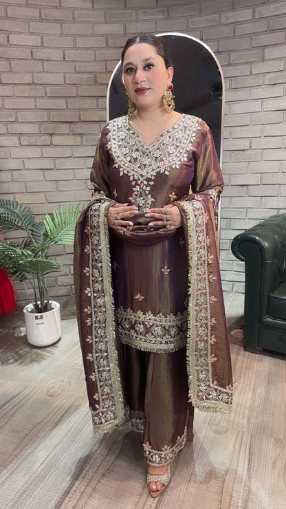 Sajda purple pati work Designer Heavy Suit