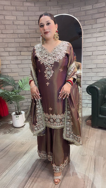 Sajda purple pati work Designer Heavy Suit