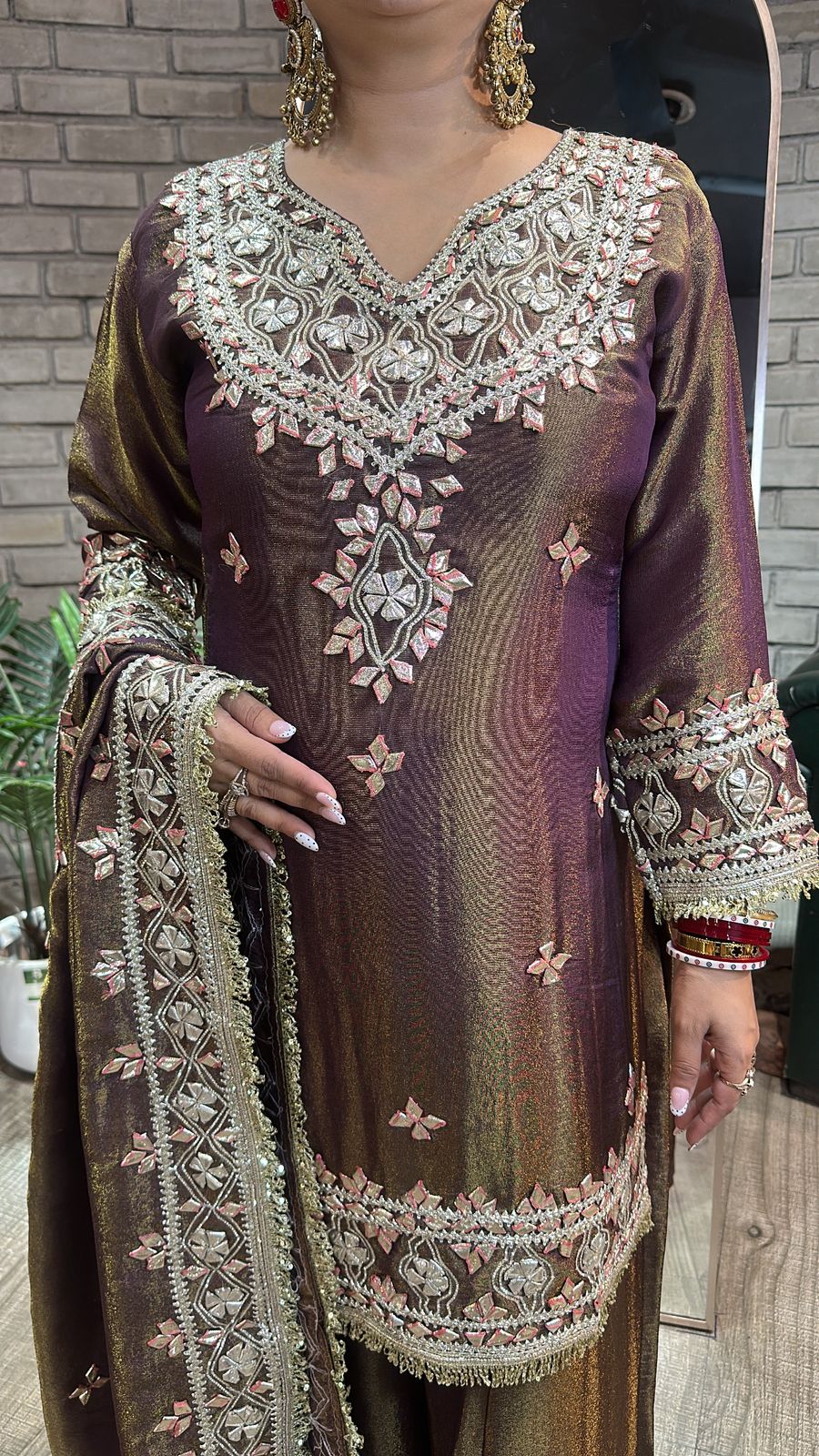 Sajda purple pati work Designer Heavy Suit