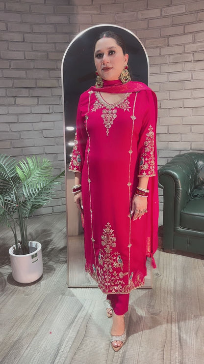 Kajal Hot pink Handwork Designer Suit