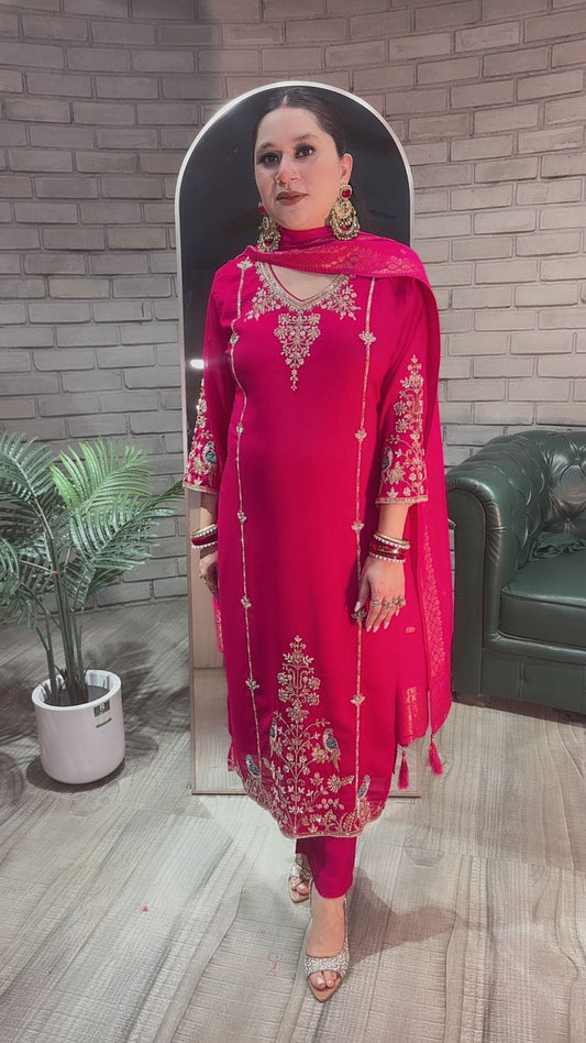 Kajal Hot pink Handwork Designer Suit