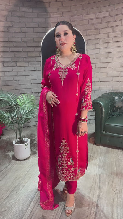 Kajal Hot pink Handwork Designer Suit