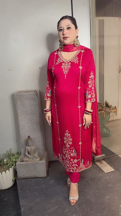 Kajal Hot pink Handwork Designer Suit