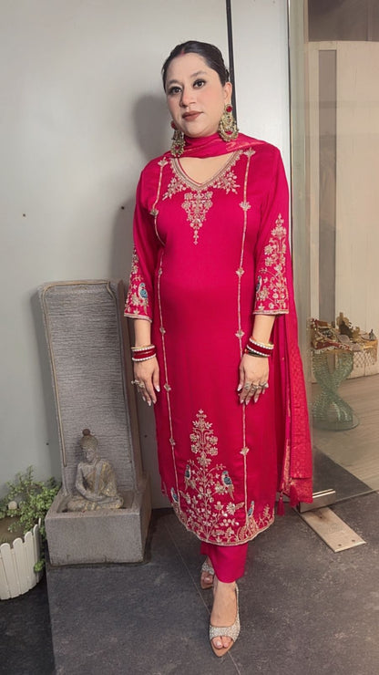 Kajal Hot pink Handwork Designer Suit