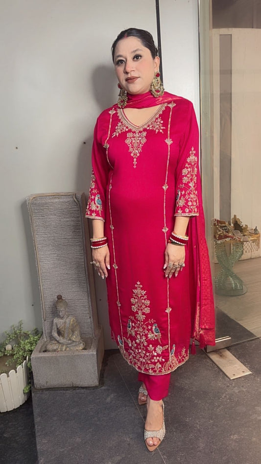 Kajal Hot pink Handwork Designer Suit