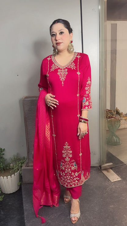 Kajal Hot pink Handwork Designer Suit