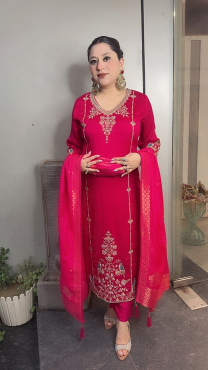 Kajal Hot pink Handwork Designer Suit