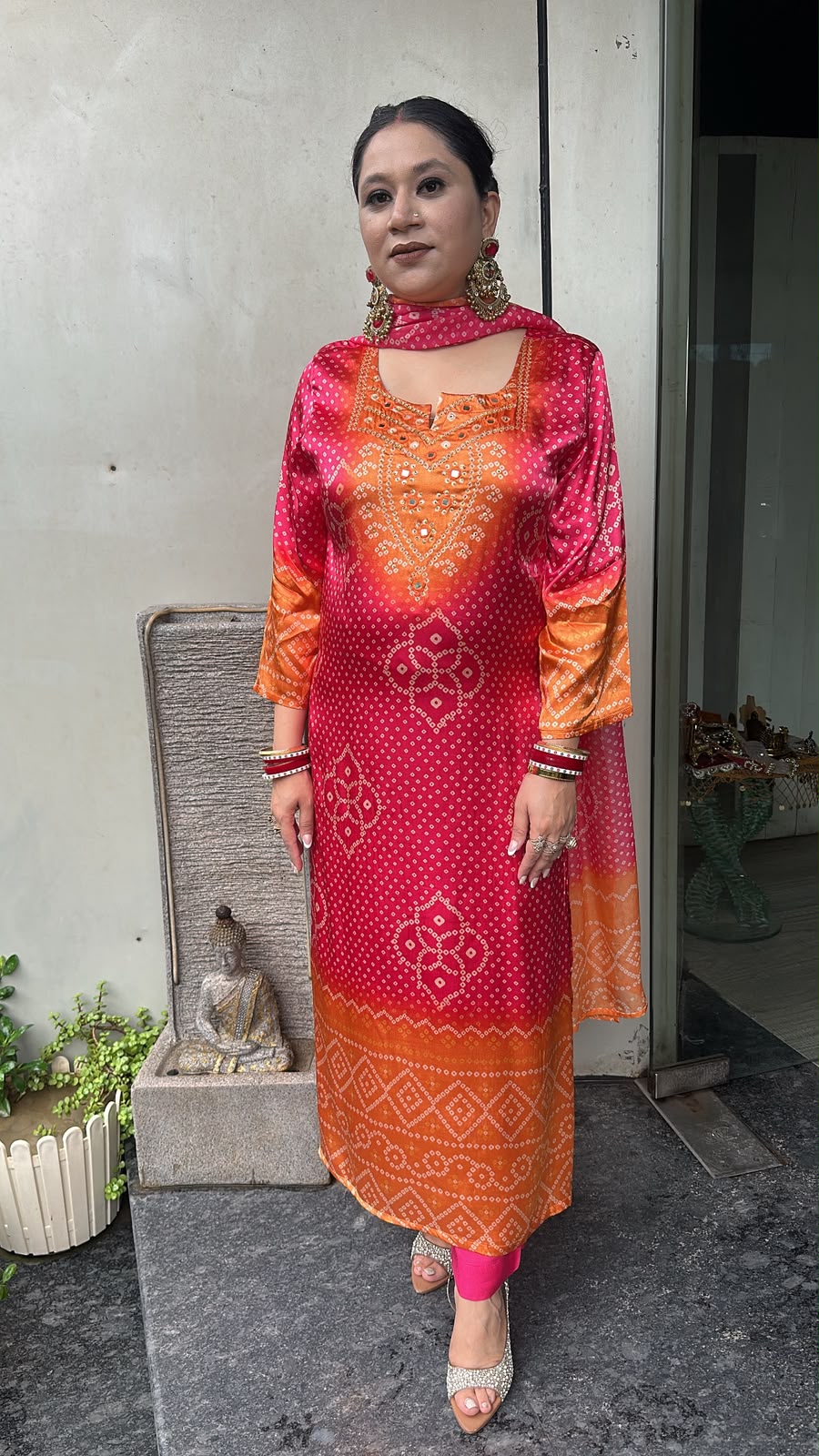 Sawan Rust pink Digital print Designer suit