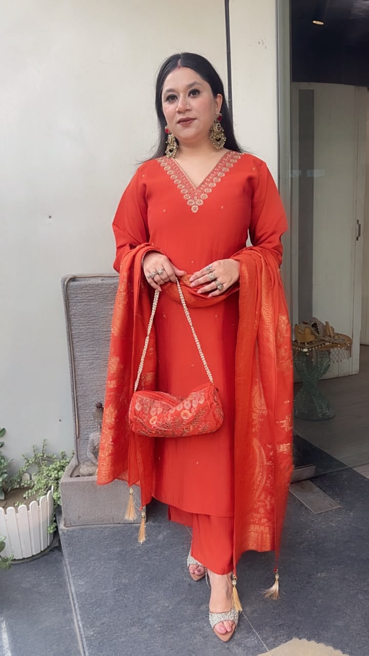 Pooja Rust potli Designer Suit