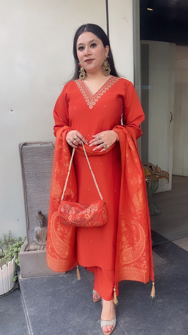 Pooja Rust potli Designer Suit