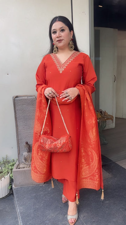 Pooja Rust potli Designer Suit
