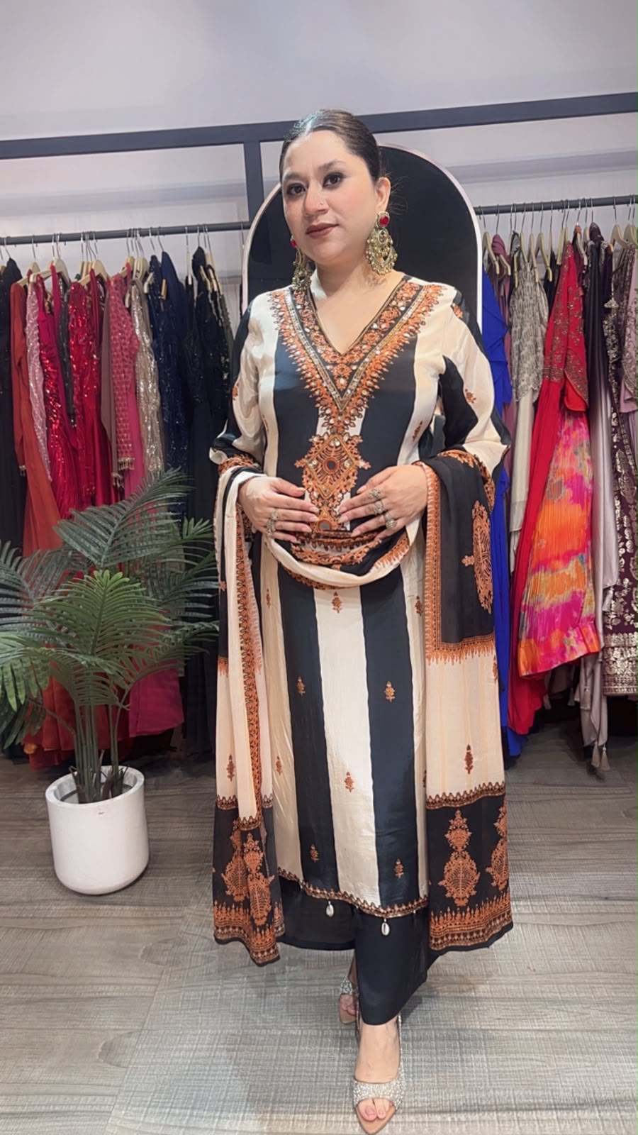 Masaladani Black Beige Designer Suit