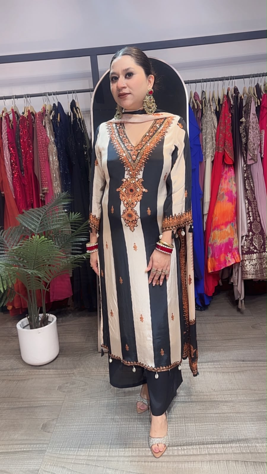 Masaladani Black Beige Designer Suit
