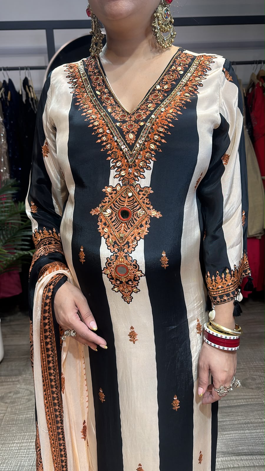 Masaladani Black Beige Designer Suit